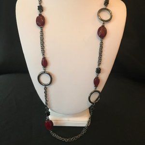 Lia Sophia - Black, Red & Hematite Necklace